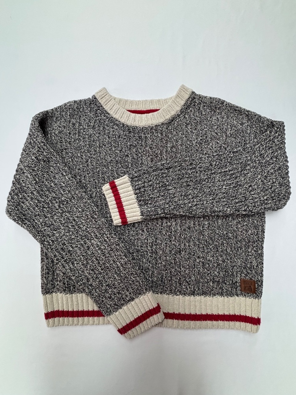 Roots Cabin Collection Knit Crewneck Sweater Marled Grey size M